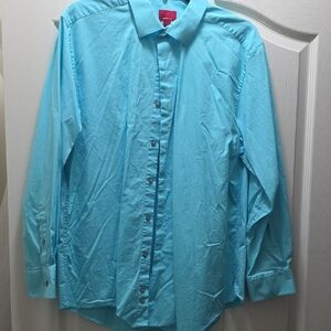 Alfani Blue Dress Shirt Elegant Long Sleeve